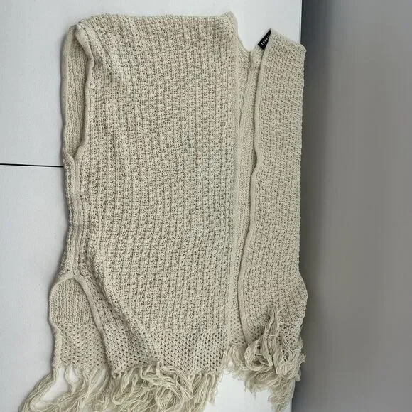 Torrid Sz 1X Cardigan Sweater Open Front Open Knit Fringe Oversized Boho Beige - Picture 5 of 10